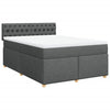 Stella Homewares Box Spring Bed with Mattress Dark Grey Queen Fabric