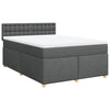 Stella Homewares Box Spring Bed with Mattress Dark Grey Queen Fabric