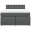 Stella Homewares Box Spring Bed with Mattress Dark Grey Queen Fabric