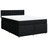 Stella Homewares Box Spring Bed with Mattress Black Queen Fabric