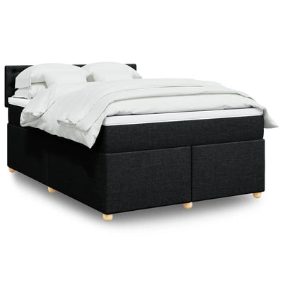 Stella Homewares Box Spring Bed with Mattress Black Queen Fabric