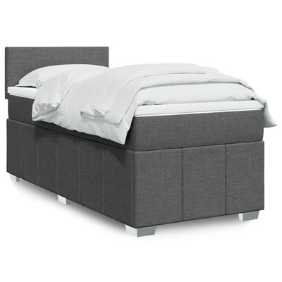 Stella Homewares Box Spring Bed with Mattress Dark Grey King Single Fabric