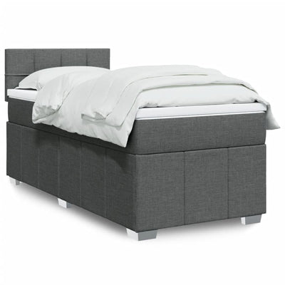 Stella Homewares Box Spring Bed with Mattress Dark Grey King Single Fabric