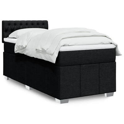 Stella Homewares Box Spring Bed with Mattress Black King Single Fabric