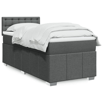Stella Homewares Box Spring Bed with Mattress Dark Grey King Single Fabric