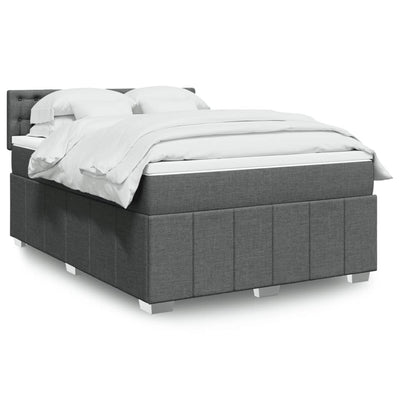 Stella Homewares Box Spring Bed with Mattress Black Double Fabric