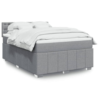 Stella Homewares Box Spring Bed with Mattress Dark Grey Queen Fabric