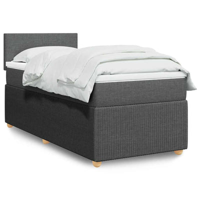 Stella Homewares Box Spring Bed with Mattress Dark Grey King Single Fabric