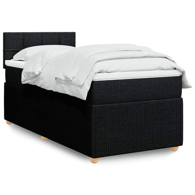 Stella Homewares Box Spring Bed with Mattress Black King Single Fabric
