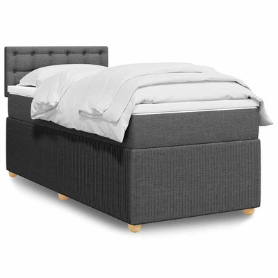 Stella Homewares Box Spring Bed with Mattress Dark Grey King Single Fabric