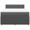 Stella Homewares Box Spring Bed with Mattress Dark Grey Double Fabric