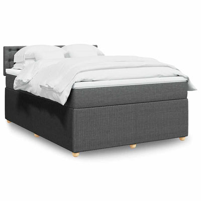 Stella Homewares Box Spring Bed with Mattress Dark Grey Double Fabric