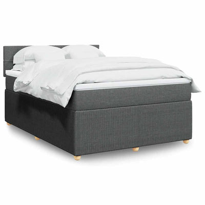 Stella Homewares Box Spring Bed with Mattress Dark Grey Queen Fabric