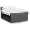 Stella Homewares Box Spring Bed with Mattress Dark Grey Queen Fabric