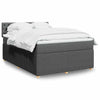Stella Homewares Box Spring Bed with Mattress Dark Grey Queen Fabric