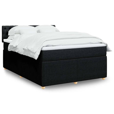 Stella Homewares Box Spring Bed with Mattress Black Queen Fabric