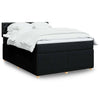 Stella Homewares Box Spring Bed with Mattress Black Queen Fabric