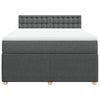 Stella Homewares Box Spring Bed with Mattress Dark Grey Queen Fabric