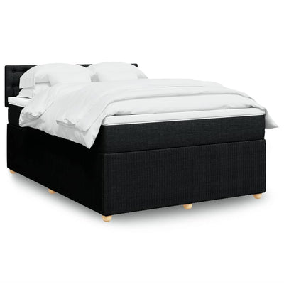 Stella Homewares Box Spring Bed with Mattress Black Queen Fabric