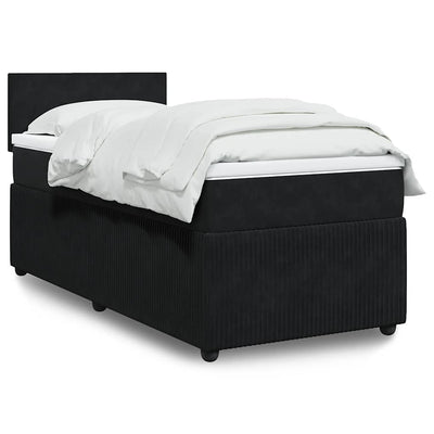 Stella Homewares Box Spring Bed with Mattress Black King Single Velvet
