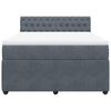 Stella Homewares Box Spring Bed with Mattress Dark Grey Double Velvet