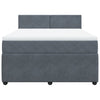 Stella Homewares Box Spring Bed with Mattress Dark Grey Queen Velvet