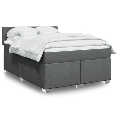 Stella Homewares Box Spring Bed with Mattress Dark Grey Double Fabric