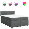 Stella Homewares Box Spring Bed with Mattress Dark Grey Double Fabric