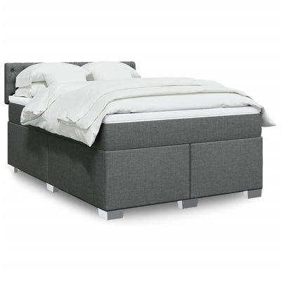 Stella Homewares Box Spring Bed with Mattress Dark Grey Double Fabric