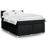 Stella Homewares Box Spring Bed with Mattress Black Queen Fabric