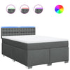 Stella Homewares Box Spring Bed with Mattress Dark Grey Queen Fabric