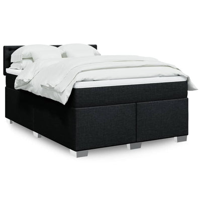Stella Homewares Box Spring Bed with Mattress Black Queen Fabric