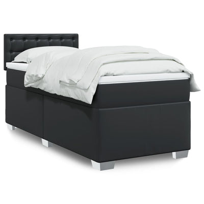 Stella Homewares Box Spring Bed with Mattress Black King Single Faux Leather