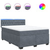 Stella Homewares Box Spring Bed with Mattress Dark Grey Queen Velvet