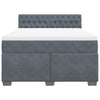 Stella Homewares Box Spring Bed with Mattress Dark Grey Queen Velvet