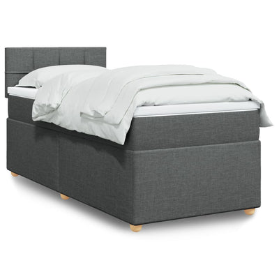 Stella Homewares Box Spring Bed with Mattress Dark Grey King Single Fabric