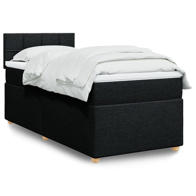 Stella Homewares Box Spring Bed with Mattress Black King Single Fabric