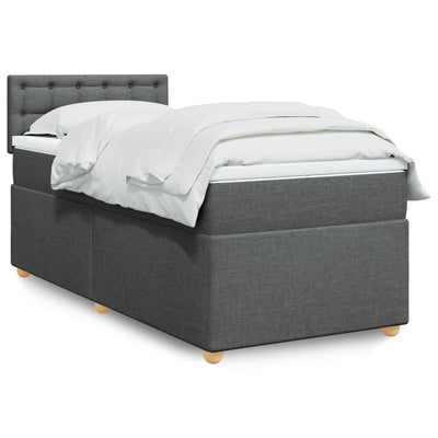 Stella Homewares Box Spring Bed with Mattress Dark Grey King Single Fabric