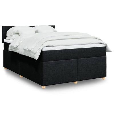 Stella Homewares Box Spring Bed with Mattress Black Double Fabric