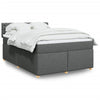 Stella Homewares Box Spring Bed with Mattress Dark Grey Double Fabric