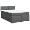 Stella Homewares Box Spring Bed with Mattress Dark Grey Queen Fabric