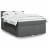 Stella Homewares Box Spring Bed with Mattress Dark Grey Queen Fabric