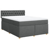 Stella Homewares Box Spring Bed with Mattress Dark Grey Queen Fabric
