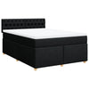 Stella Homewares Box Spring Bed with Mattress Black Queen Fabric