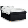 Stella Homewares Box Spring Bed with Mattress Black Queen Fabric
