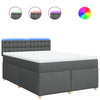 Stella Homewares Box Spring Bed with Mattress Dark Grey Queen Fabric