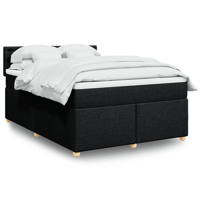 Stella Homewares Box Spring Bed with Mattress Black Queen Fabric