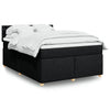 Stella Homewares Box Spring Bed with Mattress Black Queen Fabric