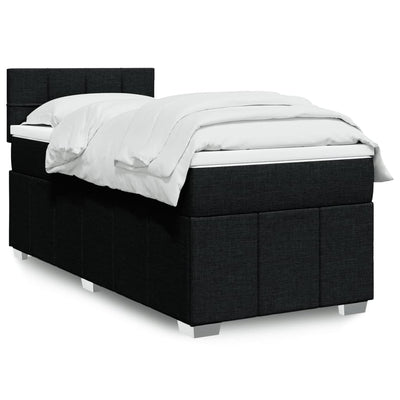 Stella Homewares Box Spring Bed with Mattress Black King Single Fabric