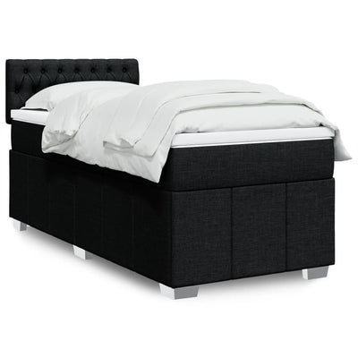 Stella Homewares Box Spring Bed with Mattress Black King Single Fabric